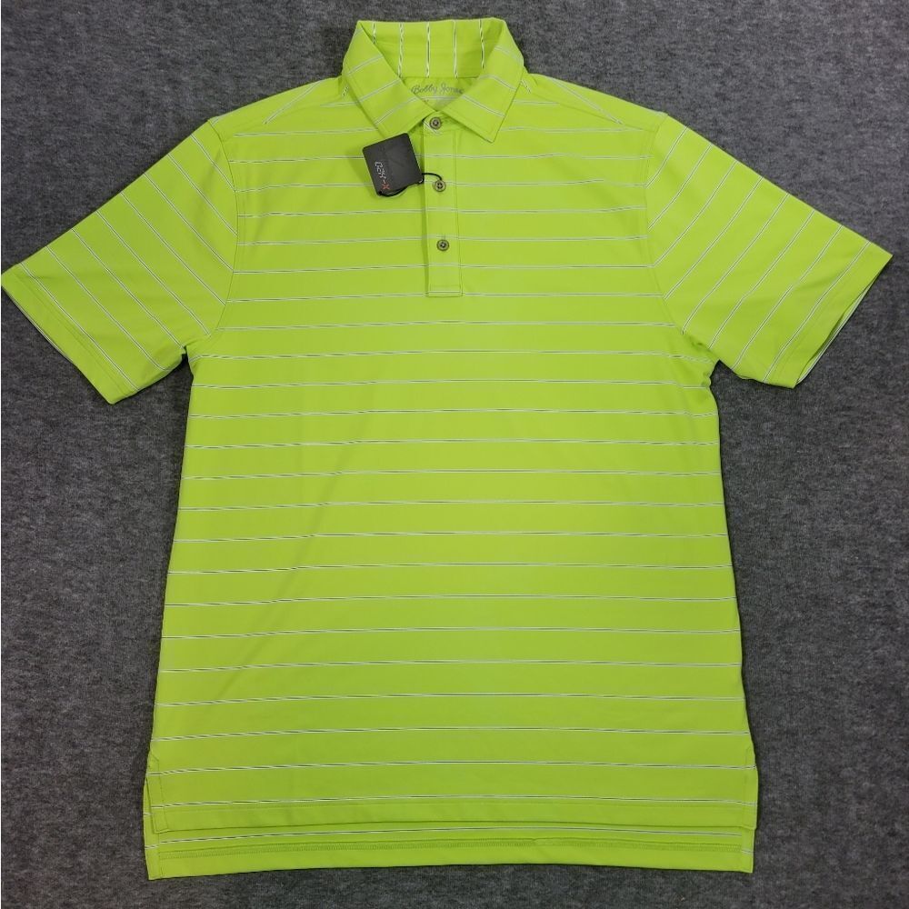 Bobby Jones X-h2o Mens Golf Polo Shirt Size M Green Mint julep Striped New Good